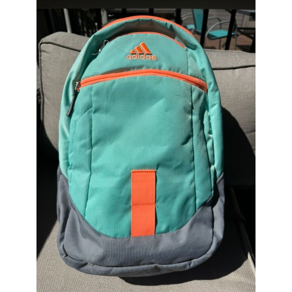 Adidas Bookbag Backpack Teal Salmon Gray Unisex Great Bag
